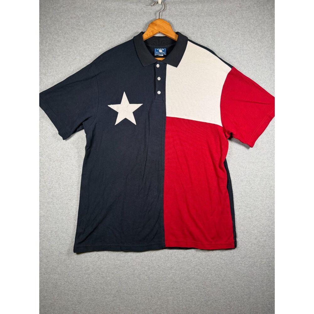 Vintage Texas Cotton Texas Flag Colorblock Polo Shirt Men's XL USA 3931